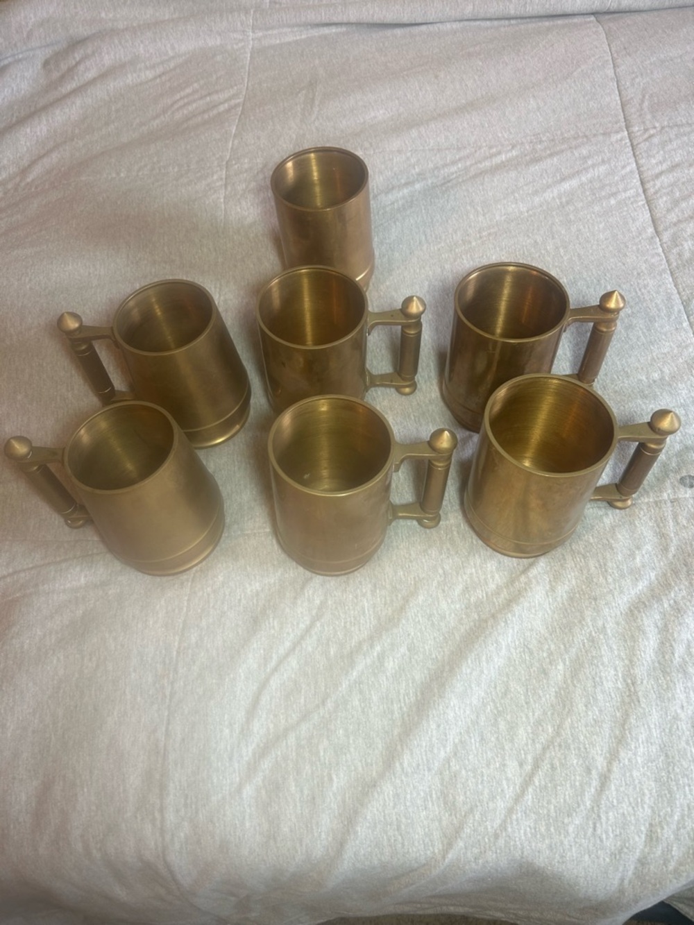Brass-Finish Tankard Mug Set - Gold Tone (Set of 7)